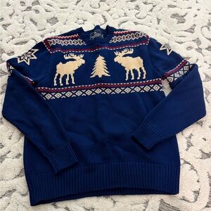 American Living Blue Sweater with Moose Design